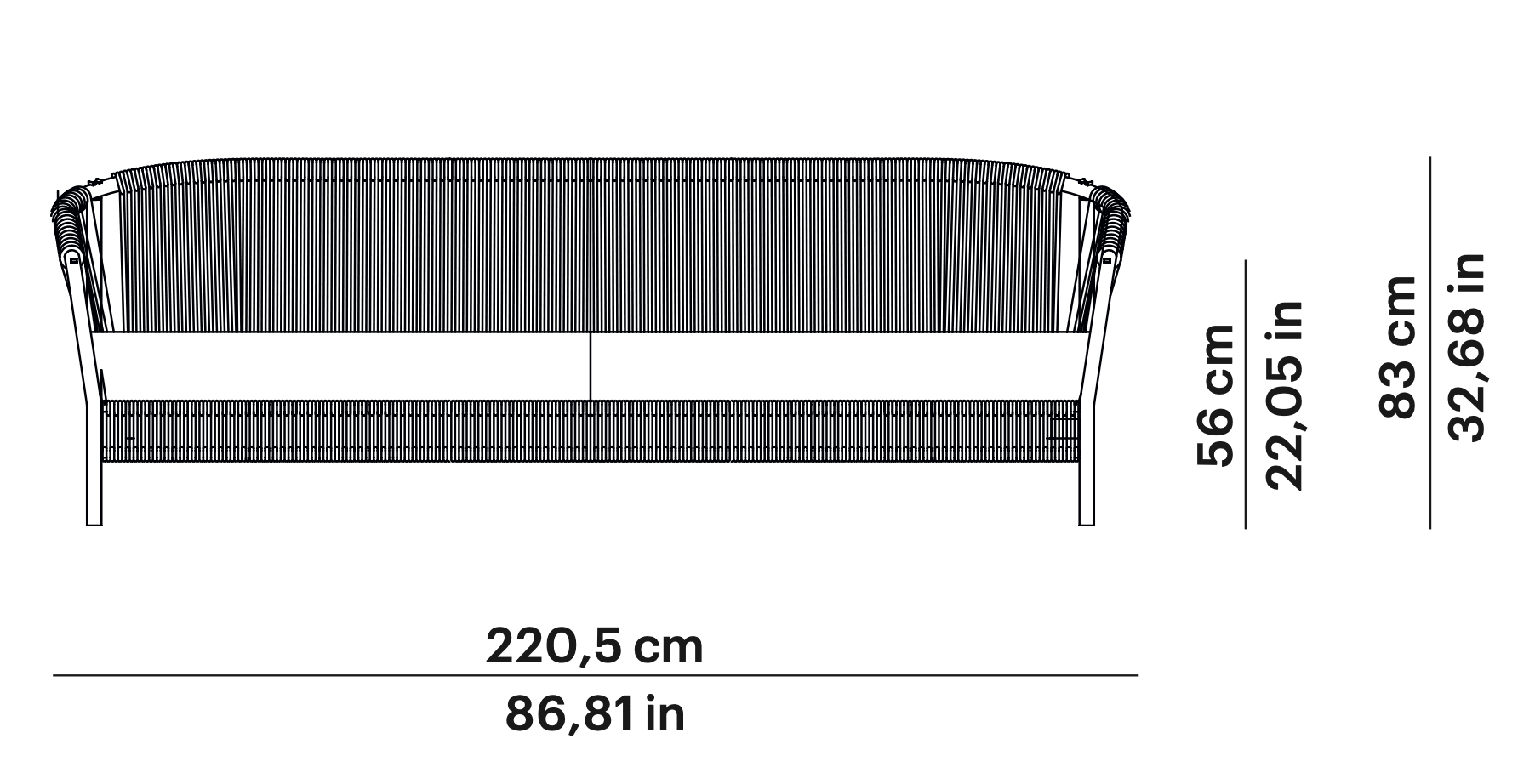 Point Weave 3er Loungesofa Masse