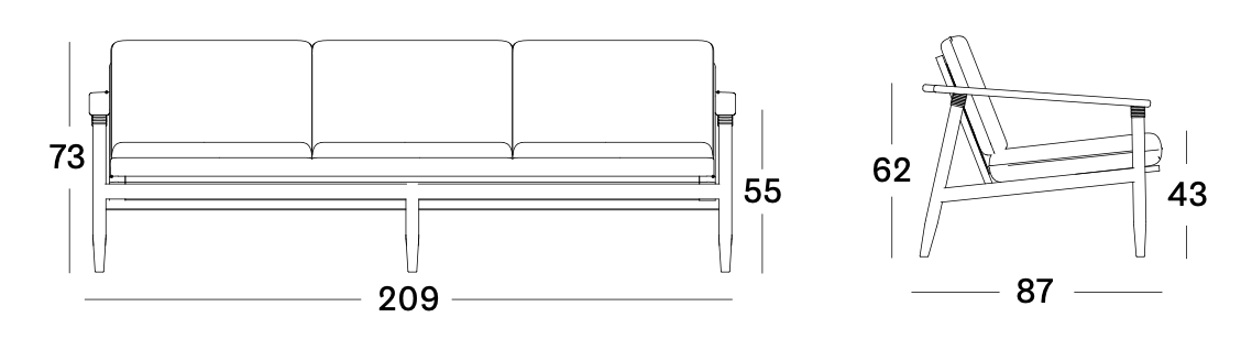 Vincent Sheppard David 3er Gartensofa Masse